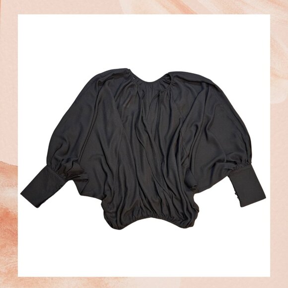 Fashion Nova Black Balloon Sleeve Cropped Blouse - Picture 3 of 9